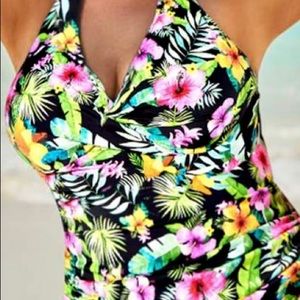 Floral Halter Tankini Top- Beautiful colors!